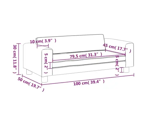 Bērnu Dīvāns Ar Soliņu, Brūns, 100X50X30 Cm, Mākslīgā Āda Vidaxl