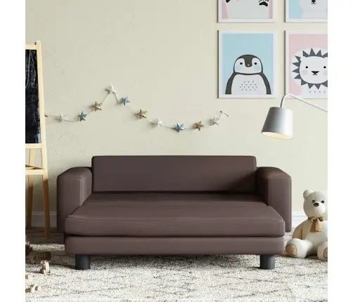 Bērnu Dīvāns Ar Soliņu, Brūns, 100X50X30 Cm, Mākslīgā Āda Vidaxl