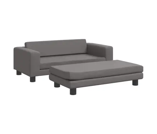 Vaikiška Sofa Su Pakoja, Pilka, 100X50X30cm Dirbtinė Oda