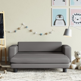 Vaikiška Sofa Su Pakoja, Pilka, 100X50X30cm Dirbtinė Oda