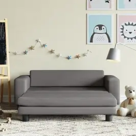 Vaikiška Sofa Su Pakoja, Pilka, 100X50X30cm Dirbtinė Oda