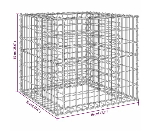 Gabiono Krepšys, Sidabrinis, 70X70X65cm Galvanizuota Geležis