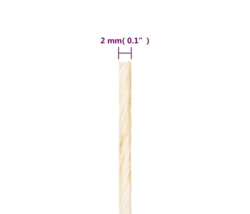 Virve, 2 Mm, 600 M, 100% Sizals Vidaxl