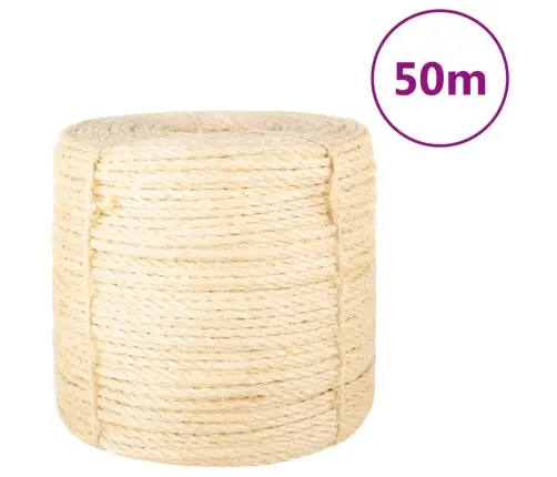 Virve, 6 Mm, 50 M, 100% Sizals Vidaxl