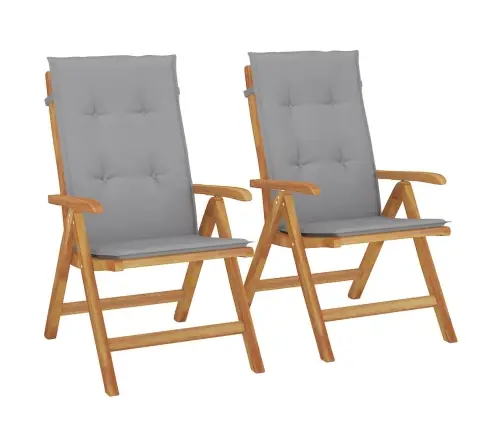 Atgāžami Dārza Krēsli Ar Spilveniem, 2 Gab., Masīvs Tīkkoks Vidaxl