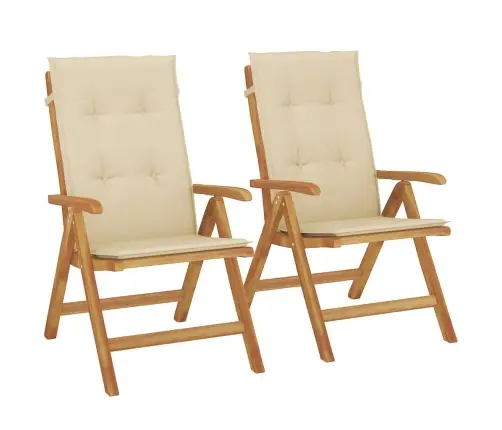 Atgāžami Dārza Krēsli Ar Spilveniem, 2 Gab., Masīvs Tīkkoks Vidaxl