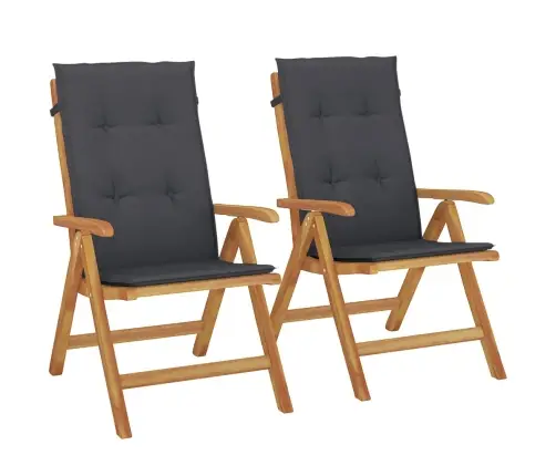 Atgāžami Dārza Krēsli Ar Spilveniem, 2 Gab., Masīvs Tīkkoks Vidaxl