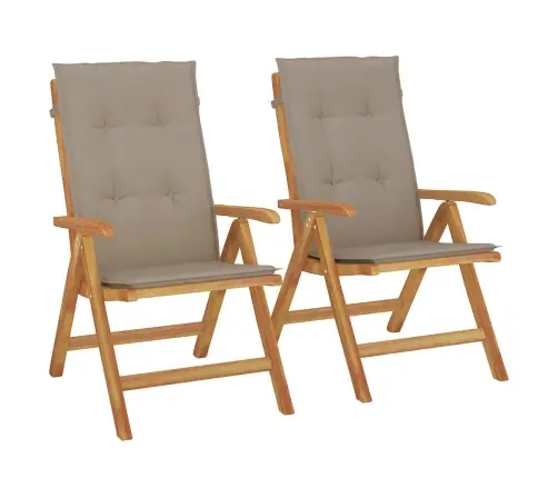 Atgāžami Dārza Krēsli Ar Spilveniem, 2 Gab., Masīvs Tīkkoks Vidaxl