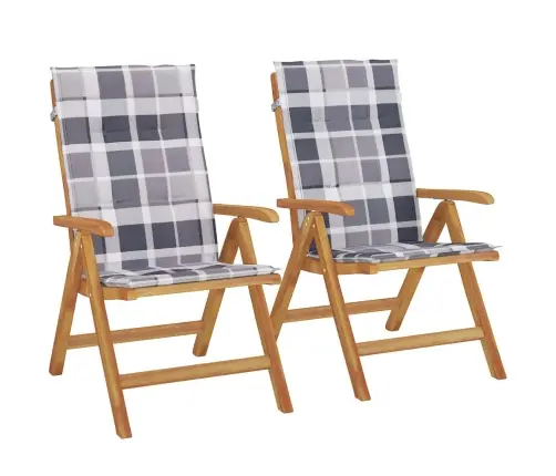 Atgāžami Dārza Krēsli Ar Spilveniem, 2 Gab., Masīvs Tīkkoks Vidaxl