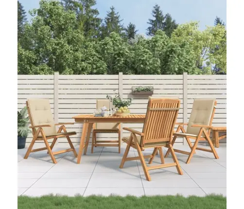 Atlošiamos Sodo Kėdės Su Pagalvėlėmis, 4Vnt., Tikmedžio Masyvas