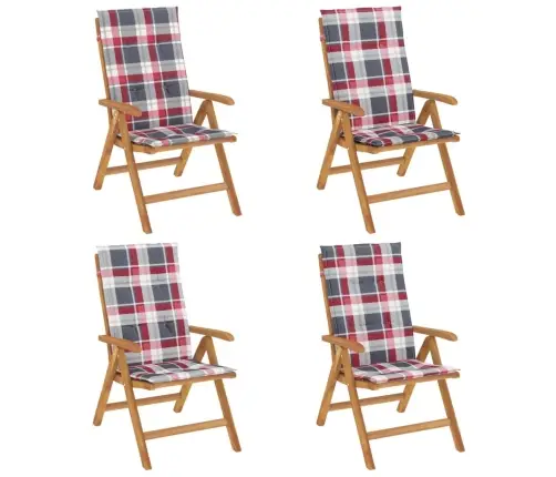 Dārza Krēsli Ar Matračiem, Atgāžami, 4 Gab., Masīvs Tīkkoks Vidaxl