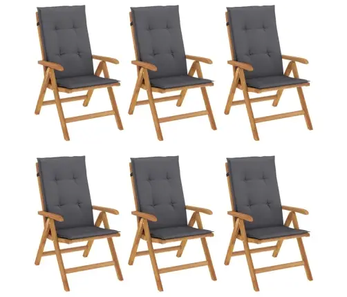 Dārza Krēsli Ar Matračiem, Atgāžami, 6 Gab., Masīvs Tīkkoks Vidaxl