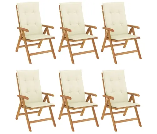 Atlošiamos Sodo Kėdės Su Pagalvėlėmis, 6Vnt., Tikmedžio Masyvas