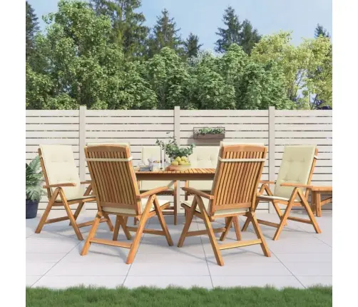 Atlošiamos Sodo Kėdės Su Pagalvėlėmis, 6Vnt., Tikmedžio Masyvas