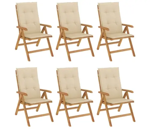 Dārza Krēsli Ar Matračiem, Atgāžami, 6 Gab., Masīvs Tīkkoks Vidaxl