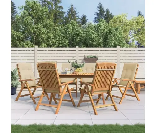 Dārza Krēsli Ar Matračiem, Atgāžami, 6 Gab., Masīvs Tīkkoks Vidaxl