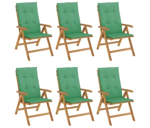 Dārza Krēsli Ar Matračiem, Atgāžami, 6 Gab., Masīvs Tīkkoks Vidaxl