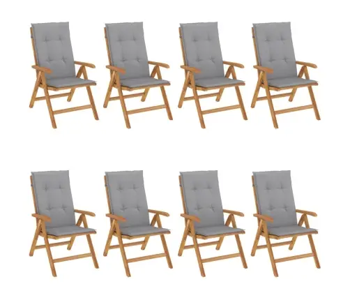 Dārza Krēsli Ar Matračiem, Atgāžami, 8 Gab., Masīvs Tīkkoks Vidaxl