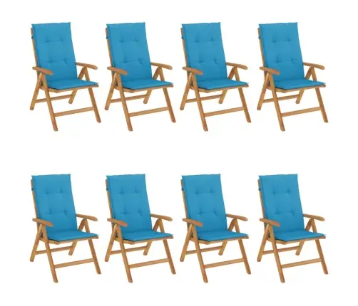 Atlošiamos Sodo Kėdės Su Pagalvėlėmis, 8Vnt., Tikmedžio Masyvas