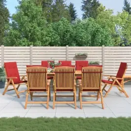 Atlošiamos Sodo Kėdės Su Pagalvėlėmis, 8Vnt., Tikmedžio Masyvas Atlošiamos Sodo Kėdės Su Pagalvėlėmis, 8Vnt., Tikmedžio Masyvas