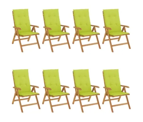 Dārza Krēsli Ar Matračiem, Atgāžami, 8 Gab., Masīvs Tīkkoks Vidaxl