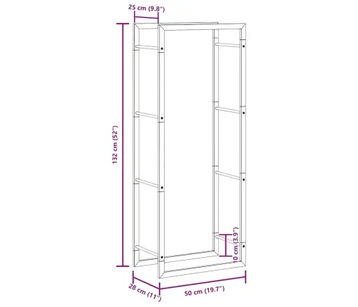 Stovas Malkoms, 50X28X132 cm Nerūdijantis Plienas
