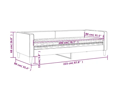 Dīvāngulta Ar Matraci, Krēmkrāsas Audums, 80X200 Cm Vidaxl