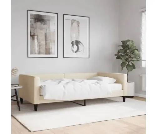 Dīvāngulta Ar Matraci, Krēmkrāsas Audums, 100X200 Cm Vidaxl