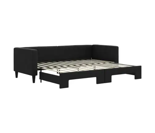 Lova Su Ištraukiama Dalimi, Juodos Spalvos, 80X200cm Audinys