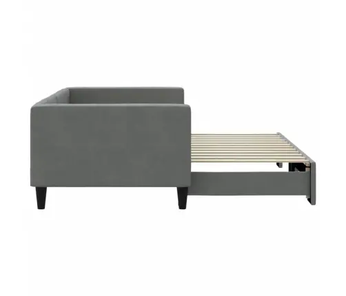 Lova Su Ištraukiama Dalimi, Tamsiai Pilka, 90X200cm Audinys