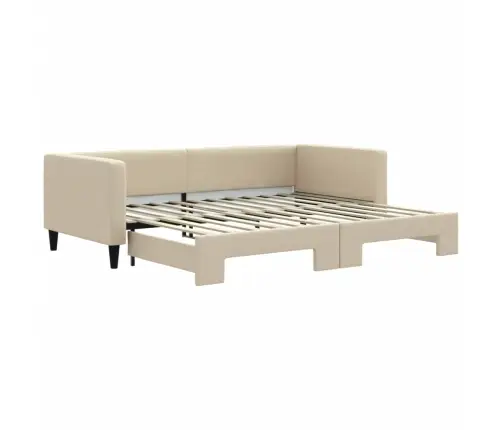 Izvelkams Dīvāns, Krēmkrāsas, 90X200 Cm, Audums Vidaxl