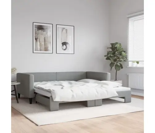 Izvelkams Dīvāns, Gaiši Pelēks, 100X200 Cm, Audums Vidaxl