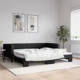 Diivanvoodi Väljatõmmatava Osaga, Must, 100X200 cm Kangas