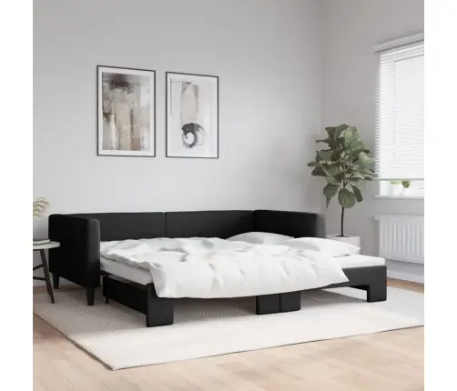 Diivanvoodi Väljatõmmatava Osaga, Must, 100X200 cm Kangas