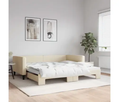 Lova Su Ištraukiama Dalimi, Kreminė, 100X200cm Audinys