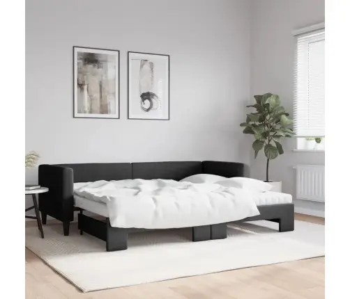 Dīvāngulta Ar Matraci, Melns Audums, 80X200 Cm Vidaxl