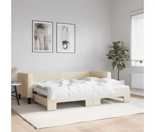 Dīvāngulta Ar Matraci, Krēmkrāsas Audums, 80X200 Cm Vidaxl