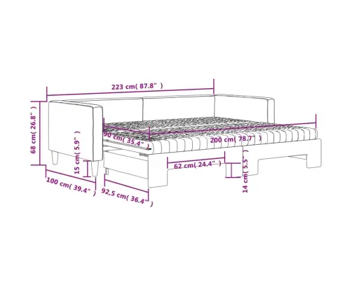 Dīvāngulta Ar Matraci, Tumši Pelēks Audums, 90X200 Cm Vidaxl