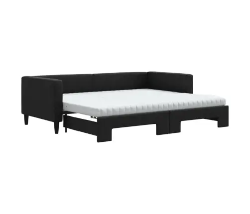 Dīvāngulta Ar Matraci, Melns Audums, 90X200 Cm Vidaxl