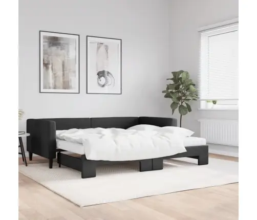 Dīvāngulta Ar Matraci, Melns Audums, 90X200 Cm Vidaxl