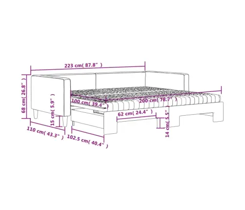 Dīvāngulta Ar Matraci, Melns Audums, 100X200 Cm Vidaxl