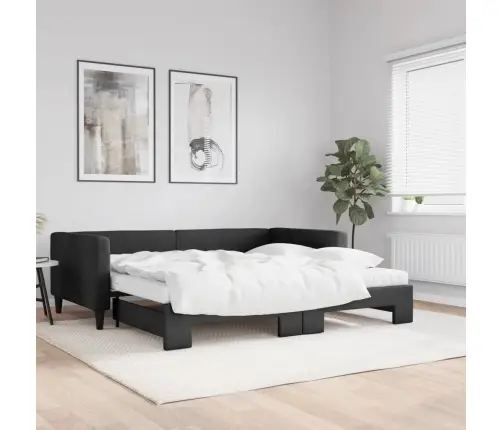 Dīvāngulta Ar Matraci, Melns Audums, 100X200 Cm Vidaxl