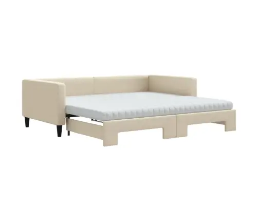 Dīvāngulta Ar Matraci, Krēmkrāsas Audums, 100X200 Cm Vidaxl