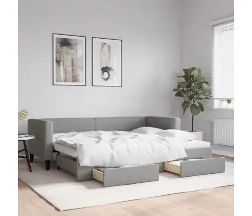Izvelkams Dīvāns Ar Atvilktnēm, Gaiši Pelēks, 80X200 Cm, Audums Vidaxl