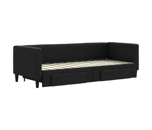 Lova Su Ištraukiama Dalimi/Stalčiais, Juoda, 80X200cm Audinys