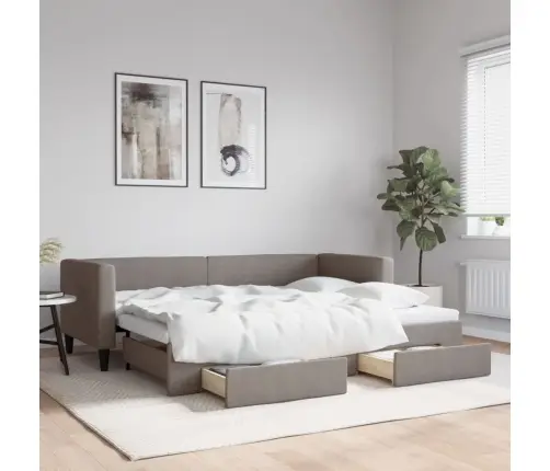 Lova Su Ištraukiama Dalimi/Stalčiais, Taupe, 80X200cm Audinys