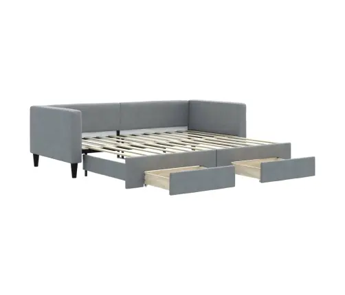 Väljatõmmatav Diivanvoodi, Helehall, 90X200 cm Kangas