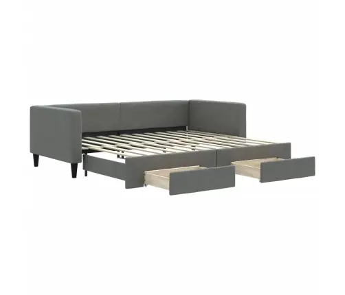 Lova Su Ištraukiama Dalimi/Stalčiais, Pilka, 90X200cm Audinys