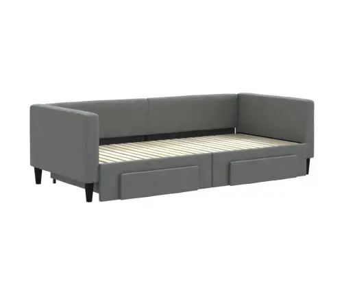 Lova Su Ištraukiama Dalimi/Stalčiais, Pilka, 90X200cm Audinys