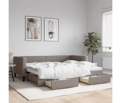 Lova Su Ištraukiama Dalimi/Stalčiais, Taupe, 90X200cm Audinys